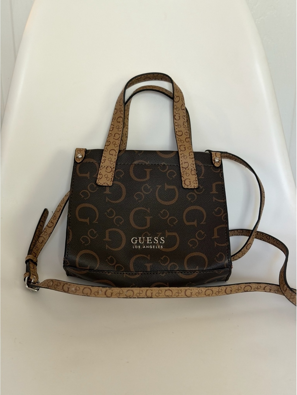 Guess monogram mini tote crossbody bag
